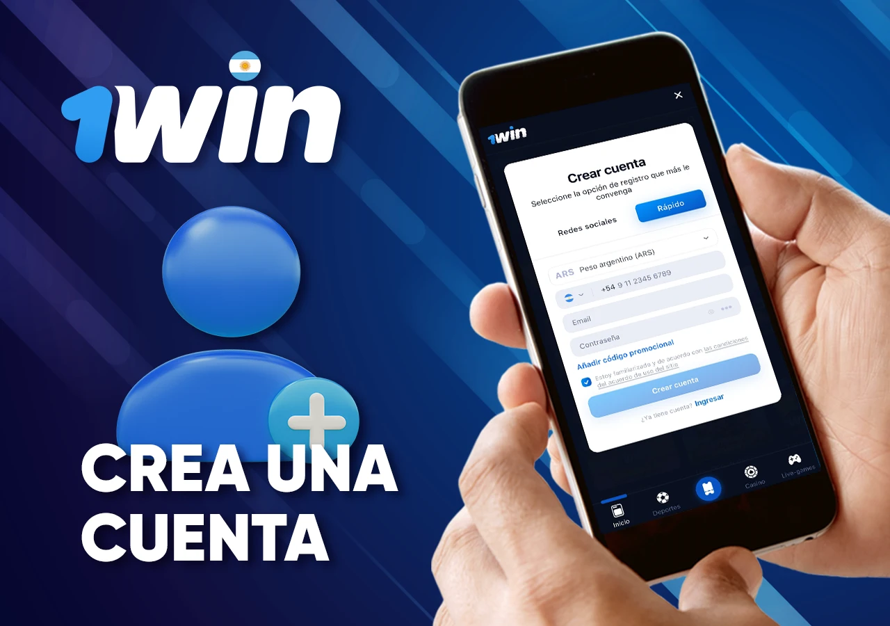 Proceso de registro en la aplicación 1Win