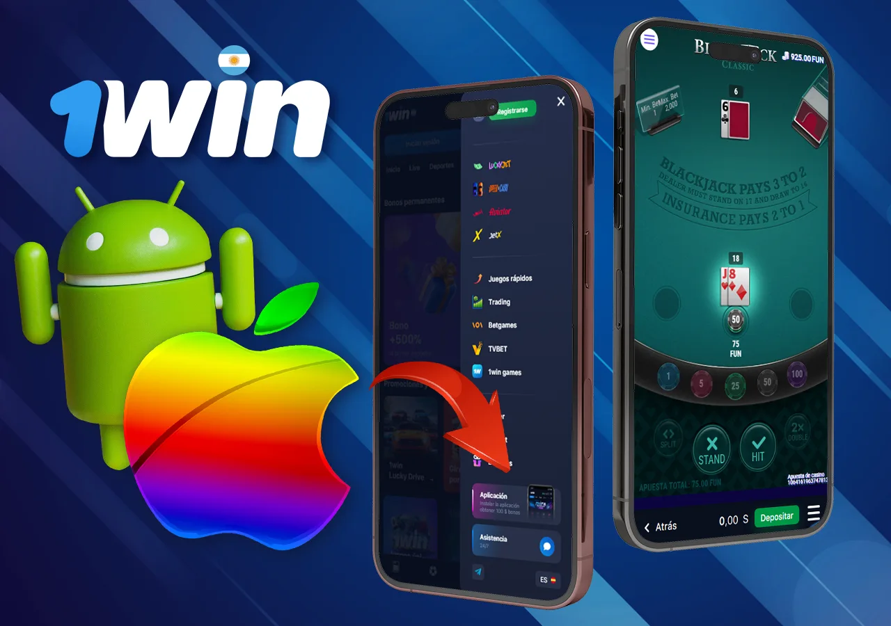 Instale la aplicación móvil 1win y el juego de Blackjack estará siempre con usted