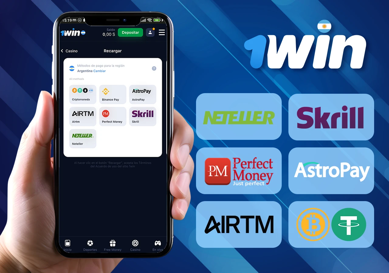 Descripción de los métodos de pago disponibles en 1Win Casino